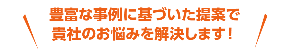 豊富な事例に基づいた提案で貴社のお悩みを解決します！